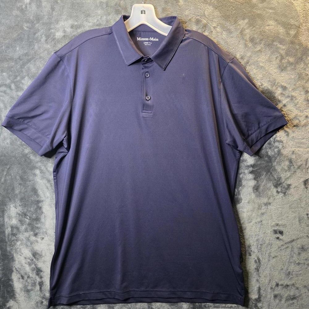 Mizzen Main Polo Shirt Mens Large Classic Golf Performance Stretch Navy Blue